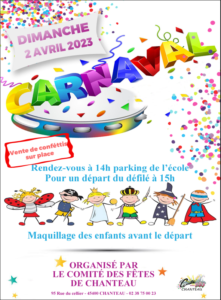 COMITÉ DES FÊTES 🎉 – CARNAVAL 🎭 – DIMANCHE 2 AVRIL 🥳