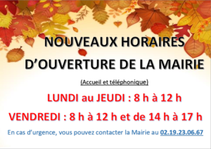 Nouveaux Horaires Mairie