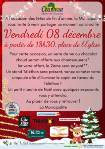 Marché de Noël de la Mairie de CHANTEAU – Vendredi 08 décembre – 18h30 – Place de l’Église