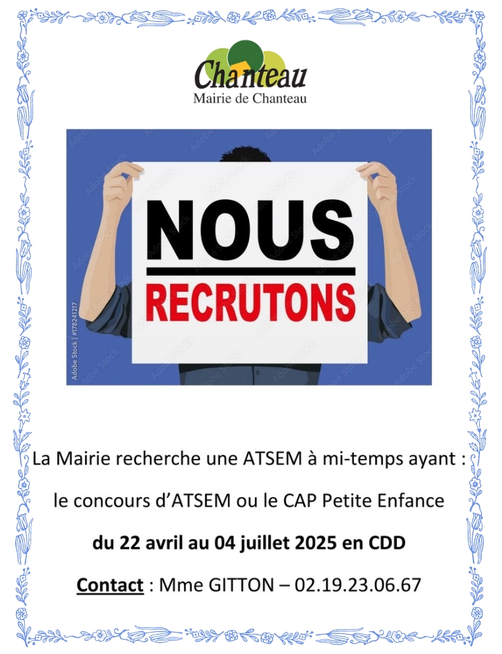 La Mairie recrute 1 ATSEM !