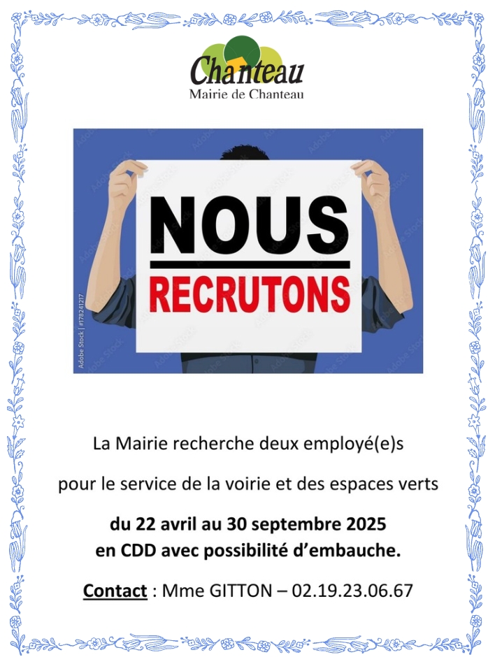 La Mairie recrute 2 agents techniques!