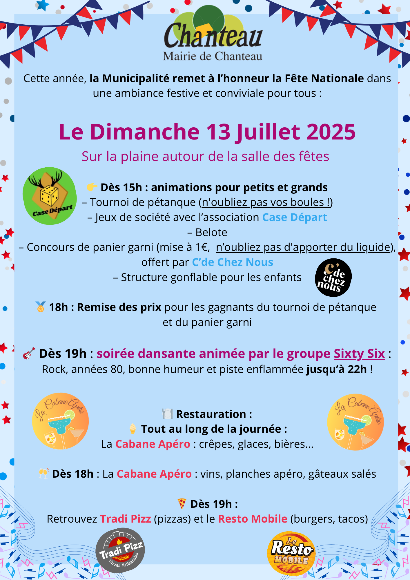 Fête Nationale – Vendredi 13 Juillet 2025
