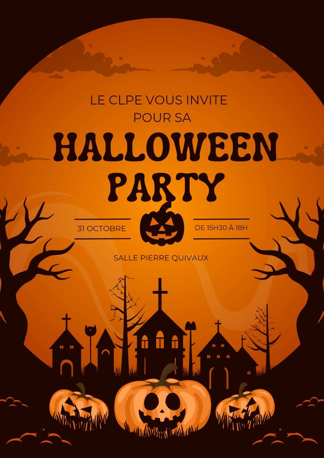 CLPE : Halloween Party – Vendredi 31 Octobre 2025 dès 15h30