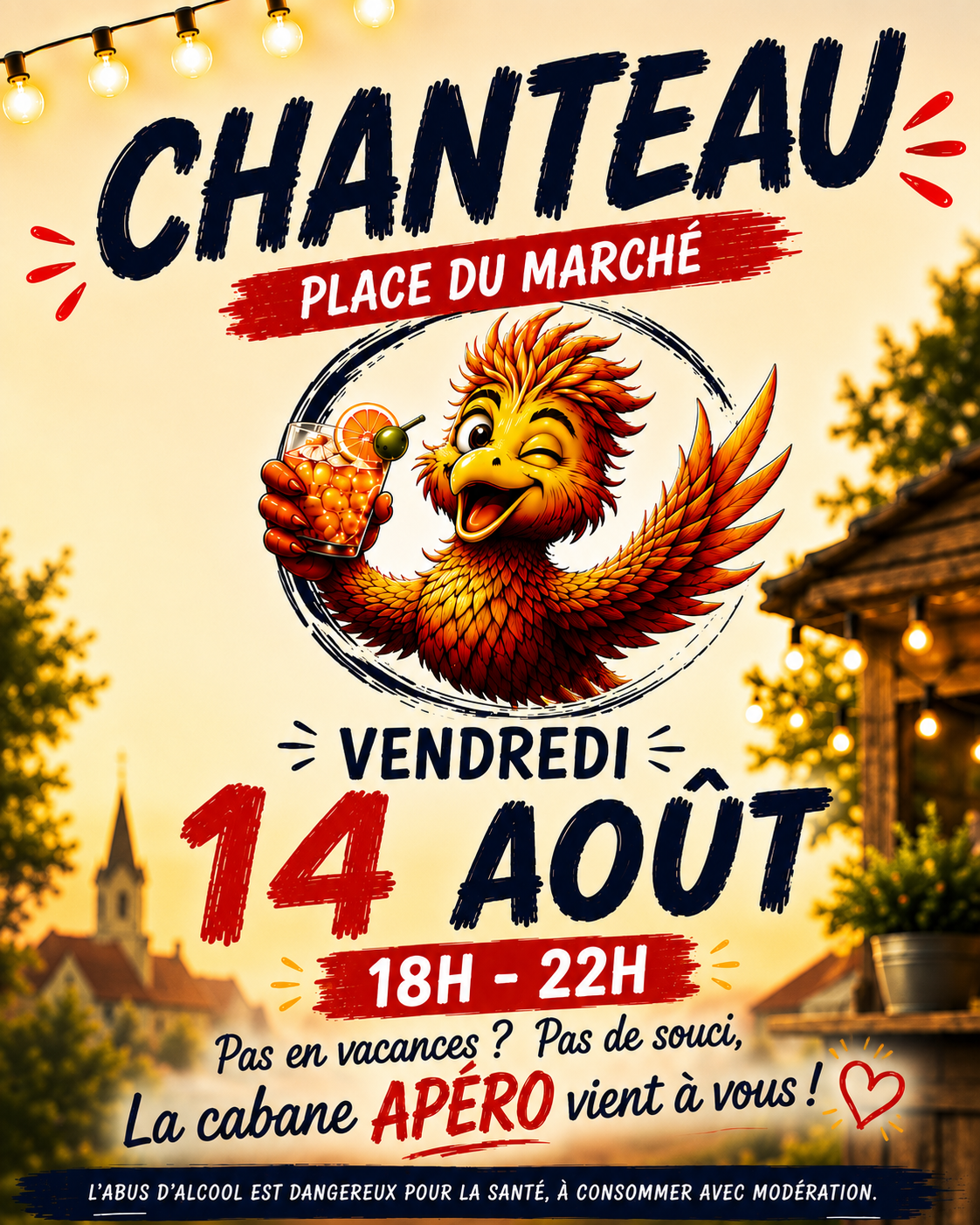 La Cabane Apéro 🍹🍻🌭 – Vendredi 14 Août 2026 – Place de la Mairie